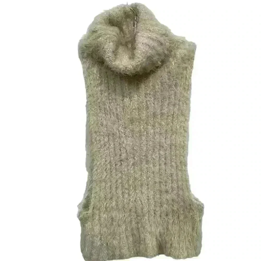 BLANC CLOTHING Turtle Neck Fuzzy Knit Sweater Sleeveless Open Side Size M - Picture 1 of 6